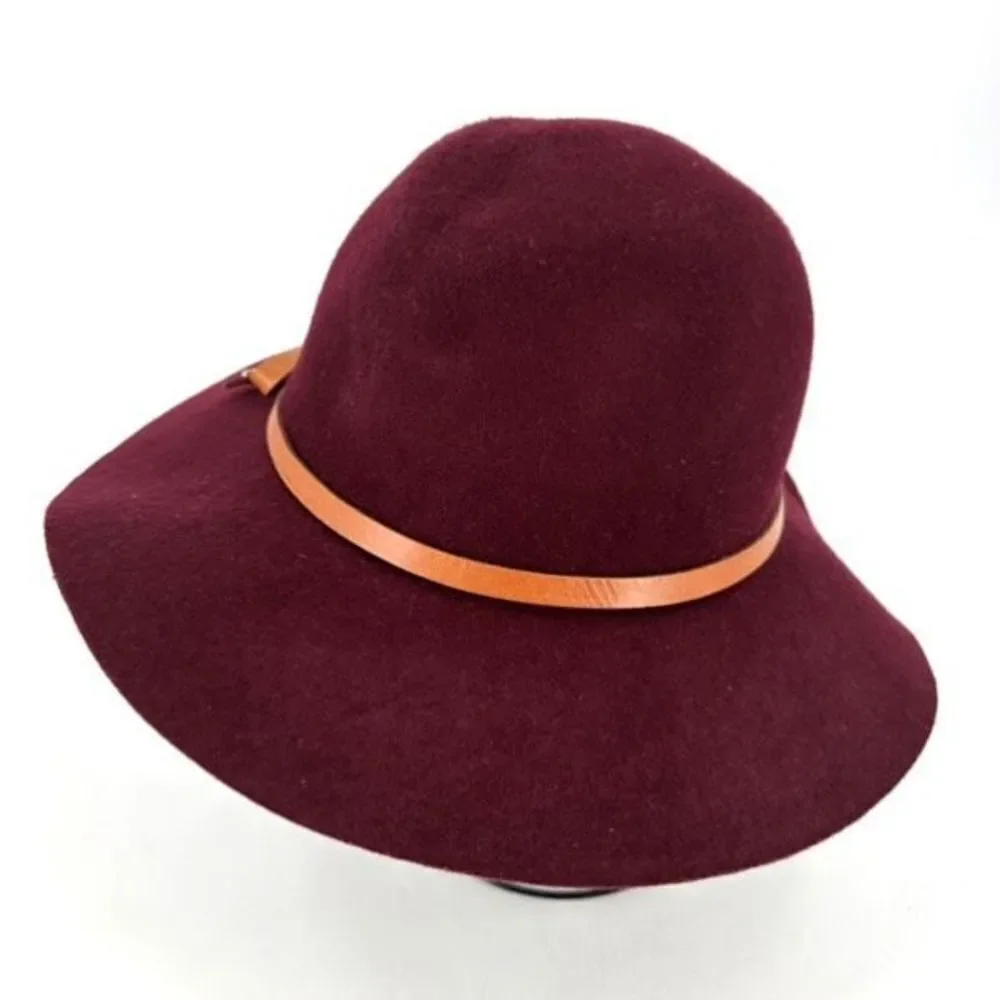 Vintage Victoria Secret Wide Brim Wool Floppy Brim Hat Wine‎ Burgundy elegant